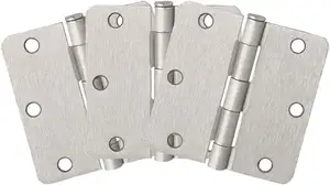 Dobradiças de porta de níquel acetinado HM1138, dobradiça de ferro escovado para portas interiores, cantos arredondados de raio de 3,5 polegadas e 5/8 - Product Image 2