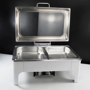 Sang Trọng Vàng hiển thị thực phẩm hâm nóng cho nhà hàng chafing món ăn tự chọn thiết lập với cửa sổ thép không gỉ màu đen chafing món ăn - Product Image 4