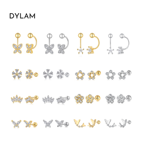 Aretes de <span class=keywords><strong>Plata</strong></span> de Ley 925 Hipoalergénicos Dylam, Material Seguro para Bebés, Aretes de Zirconia Redondos Transparentes para Bebés - Product Image 6