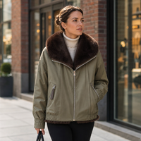 Parka Courte Femme Luxe Premium Coupe-Vent avec Col en Fourrure Oversize pour Tenue Décontractée et Urbaine