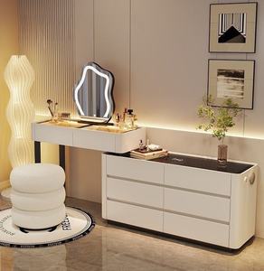 <span class=keywords><strong>Table</strong></span> de toilette à la mode, luxe, noire, intelligente, avec miroir LED, grand rangement, meubles de chambre à coucher, vente en gros - Product Image 1
