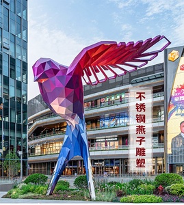 Escultura Moderna de Dinosaurio Poligonal S114, Acero Inoxidable, Decoración de Lujo Ecológica para Exteriores, Plaza Comercial, Espacio Público - Product Image 2