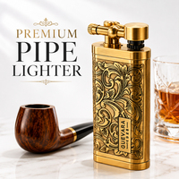 Briquet à cigare moderne à flamme douce, motif gaufré, portable, en cuivre pur, rechargeable, de luxe, pour pipe, vente en gros