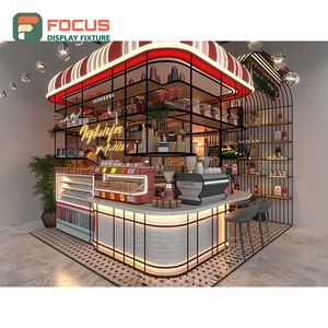 Large Format Cafe Service Counter White <b>Panel</b> Finish Coffee Bean Display Area Cafe Cash Wrap Counter - Product Image 1