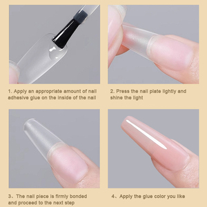 Pro precio de fábrica proveedor hecho a mano 10 piezas rojo claro prensa en las uñas estilo francés para los dedos de las mujeres - Product Image 6