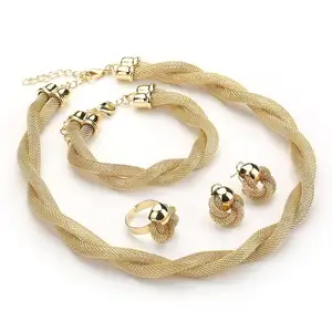 New fashion gold plated Snake bone chain necklace earrings bracelet four jewelry set for party