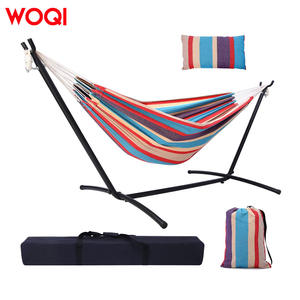 Hamaca doble Woqi con soporte, tela de algodón, plegable, columpio para interiores y exteriores, para adultos, recreación. - Product Image 3