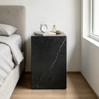 Table d'appoint en marbre Nero Marquina naturel EA, socle creux, cube en pierre, table de nuit pour la décoration d'hôtels et de villas