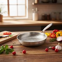 Poêle à frire professionnelle martelée en titane pur triple couche sans PFAS/PFOA/PTFE avec fond en acier inoxydable compatible induction pour cuisine