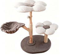 Arbre à chat multi-niveaux en bois massif avec hamac et poteaux en sisal pour chats, vente en gros, OEM, logo personnalisé, marque privée, commande en gros, MOQ