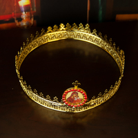 Couronne plaquée or orthodoxe catholique HT Church Product pour hommes et femmes, couronne de mariage vintage avec décor de croix et icônes de Jésus et de Marie