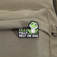 Heureux grenouille émail broche mignon Animal Design entièrement compter sur Dieu broche revers Badge bijoux cadeau pour les amis