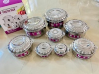 Set kotak pengawet panas, panci Anggrek Stainless Steel lapisan ganda 4 buah 6 buah tebal kapasitas besar