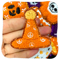 Halloween 3D Fuzzy Chenille Brodé Patches Set Fantôme Crâne Citrouille Sorcière Chapeau Chauve-Souris Chaudron Fer Patch DIY pour Enfants
