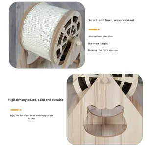 Özelleştirilmiş Minimalist Kedi Oyuncağı Yoğunluklu Levha Dönme Dolap Tırmalama Tahtası Sisal Tırnak Bileme Cihazı Dikey Tırmalama Direği - Product Image 4