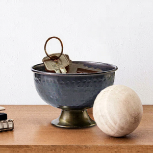 Cuenco de Cobre de Alta Calidad con Base de Bronce Martillado a Mano – Cuenco Metálico con Pedestal para Suculentas y Plantas - Product Image 1