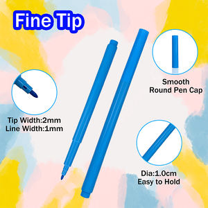 供应商定制无毒可洗12色2毫米细尖儿童彩色绘图笔儿童带标志 - Product Image 2