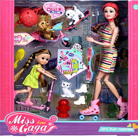 Ensemble de jeu de rôle pour enfants : poupée mode, soins pour animaux, avec chiot, chaton, sac de transport et accessoires d'alimentation – Jouet d'imitation, cadeau, vente en gros