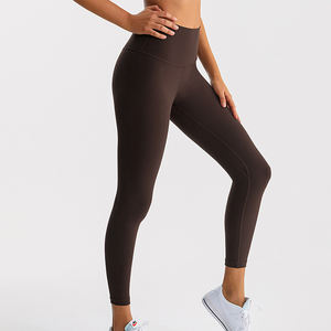 Collants de fitness extensibles respirants à neuf points à taille haute pour femmes Leggings de yoga nus avec des caractéristiques de levage des fesses de serrage du ventre - Product Image 1