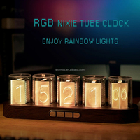Nouveau Tube Lumineux RVB Breveté LED Numérique Nixie Horloge Électronique Rétro Bureau Nixie Horloge avec 5 Bit 5V USB Alimenté