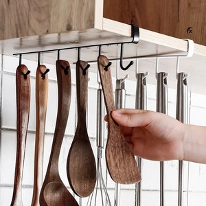 Wholesale Multifunctional 6-<b>Hook</b> Coffee Cup Mug Holder Black and White Iron <b>Shelf</b> for Kitchen Cabinet Sundries Organizer Storage - Product Image 4