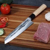 Couteau Kiritsuke professionnel de style japonais de 8 pouces, acier de haute qualité, lame forgée martelée avec manche en bois de hêtre