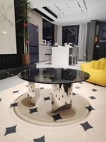 Table basse ronde en verre trempé et acier inoxydable