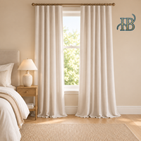 Rideau à œillets HB 140x300cm Largeur x Hauteur Décoration de fenêtre Salon Moderne Beige clair 100% Polyester
