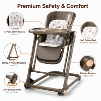 Chaise haute multifonctionnelle pour bébé de 0 à 6 ans, convertible 4 en 1, chaise haute pour nourrissons, siège rehausseur à bascule pour tout-petits avec plateau amovible