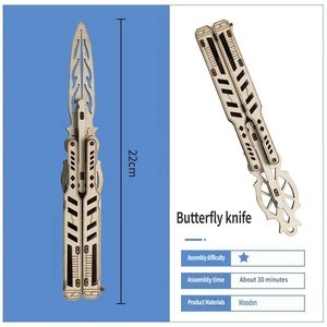 ของเล่นเสริมพัฒนาการแบบประกอบรูปทรงผีเสื้อ มีดพับได้ ทำจากไม้  แบบจำลองประกอบเอง  ของเล่นต่อแบบเดียวกับ CSGO - Product Image 5
