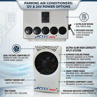 Climatiseur de cabine de semi-remorque 12V 24V DC, refroidisseur de stationnement split 2100W pour tracteur poids lourd, remorque, caravane, camping-car 2026