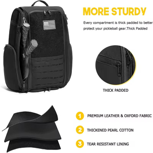 Sac à dos de tennis élégant en nylon, unisexe, peut contenir 2 raquettes, imperméable, adapté pour l'équipement de badminton/squash/pickleball - Product Image 2