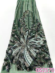 Tissu de dentelle de mariage de luxe français, <span class=keywords><strong>méga</strong></span>-excellent, multicolore, avec sequins, filet, tulle, écologique, pour vêtements, avec motif animal - Product Image 5