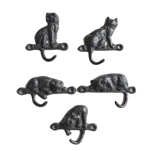 Ensemble de 5 crochets muraux en fonte écologiques en forme de chat mignon <span class=keywords><strong>pour</strong></span> <span class=keywords><strong>clés</strong></span> ou vêtements avec un design créatif de chat - Product Image 1