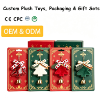 ODM OEM Cadeau de Noël créatif personnalisé pour fête, vente en gros, porte-clés en peluche personnalisé, ensembles de décorations suspendues de Noël