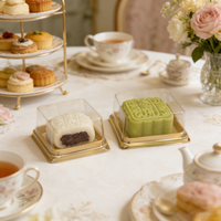 Boîte individuelle pour gâteaux de lune, élégante pour le thé de l'après-midi, emballage de pâtisseries et de friandises, boîte de luxe en plastique doré pour brownies, donuts, tranches de gâteau