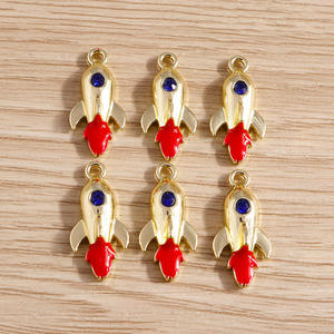 Weny, lot de 5 pièces : Personnage de dessin animé, tendance nationale, fusée incrustée de saphir artificiel, pendentif vaisseau spatial - Product Image 3