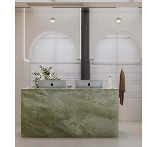 Elegant Green Marble Counter Modern Reception <b>Desk</b> Salon Design With Storage <b>Cabinet</b> Factory Price - Product Image 1