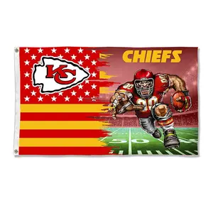 2024 Wholesale Custom Chiefs Football Team Red Strips USA Champions Gift Flag 3x5Ft Wall Outdoor Banner