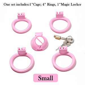 Ligero plástico Rosa corto Sexy hombre cornudo castidad jaula pequeño Gay pene bloqueo juguete sexual para hombres - Product Image 3