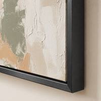 Peinture à l'huile peinte à la main Wabi-Sabi abstraite, technique cuillère à peinture et impasto, sur toile, cadre carré en alliage d'aluminium, personnalisable, vente en gros