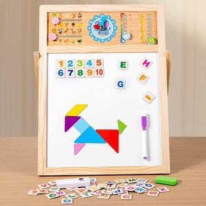 Chevalet d'art en bois enfants <span class=keywords><strong>arabe</strong></span> espagnol anglais Alphabet Cognition jeu en bois bricolage planche à dessin - Product Image 6
