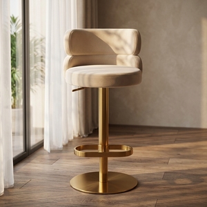 <span class=keywords><strong>Sgabello</strong></span> da Bar di Lusso Scandinavo Moderno in Acciaio Inox Dorato, Girevole e Regolabile in <span class=keywords><strong>Altezza</strong></span>, Rotazione a 360°, Rivestimento in Velluto per Sala da Pranzo e Palestra - Product Image 4