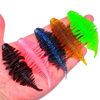 Nouveau lot de 5 leurres souples en PVC côtelé de 75 mm et 6 g, type ver, pour la pêche à la perche, à la truite, au bar et au brochet, avec tête de jig, leurres nageurs