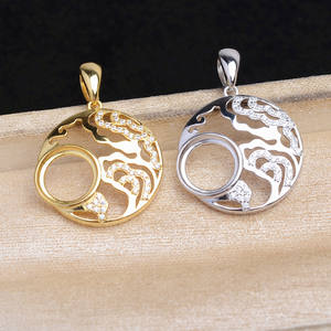 Support de pendentif vide en forme de soleil pour perles de 10-10,2 mm, plaqué or 18 carats, pour bijoux DIY, référence 6069 - Product Image 1