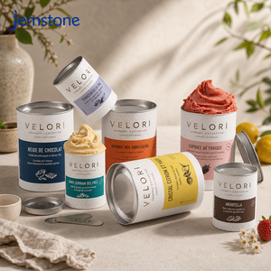 Luxury <b>Small</b> Size Ice Cream Paper Tube <b>with</b> Metal <b>Lid</b> Premium Round Cardboard Cylinder <b>Box</b> for Sorbet Custom Printed Logo - Product Image 1