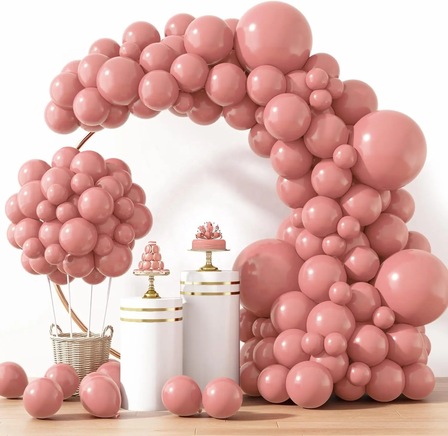 JYAO 129pcs Retro Balões Rosa Princesa Tema Globo Decoração Festa Balão Kit Para Casamento