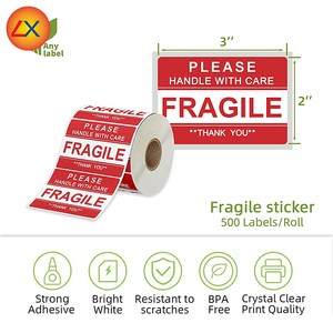 Tay Cầm 3X2 Inch Chăm Sóc Dễ Vỡ Cảm Ơn Bạn Cảnh Báo Đóng Gói Nhãn Vận Chuyển Nhãn Dán Dính Vĩnh Viễn - Product Image 3