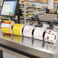 Étiquettes pré-imprimées pour balance 50x25 58x30 58x40 58x43 58x60 60x40, autocollants à code-barres, rouleaux d'étiquettes thermiques directes pour supermarché