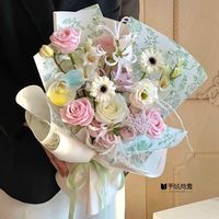 Kertas Pembungkus untuk Buket Bunga Motif Mawar Kertas Bunga Romantis Kertas Pembungkus Kado Kertas Pembungkus Bunga Korea
